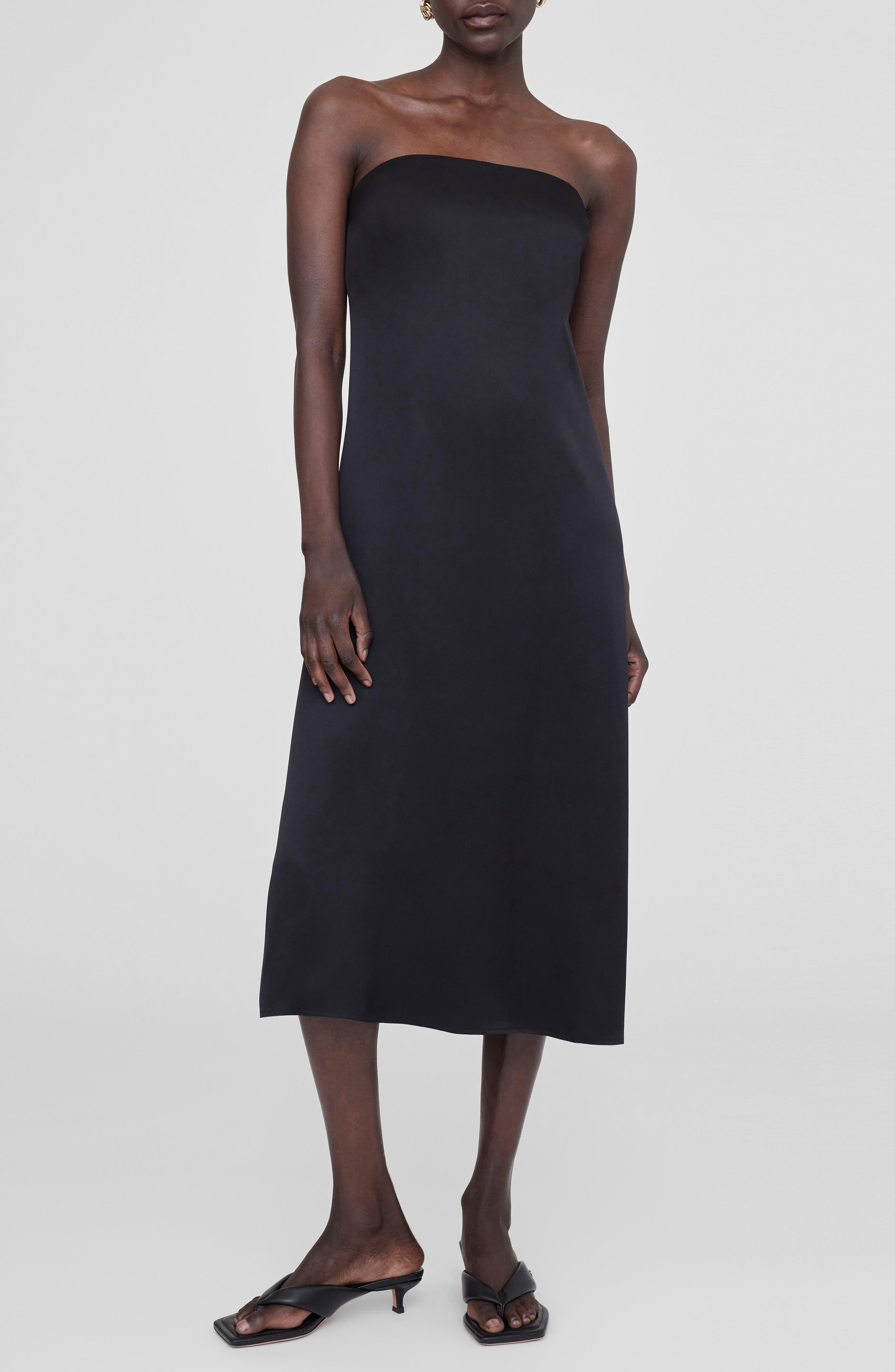 Megan Strapless Silk Midi Dress