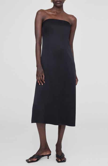 Megan Strapless Silk Midi Dress