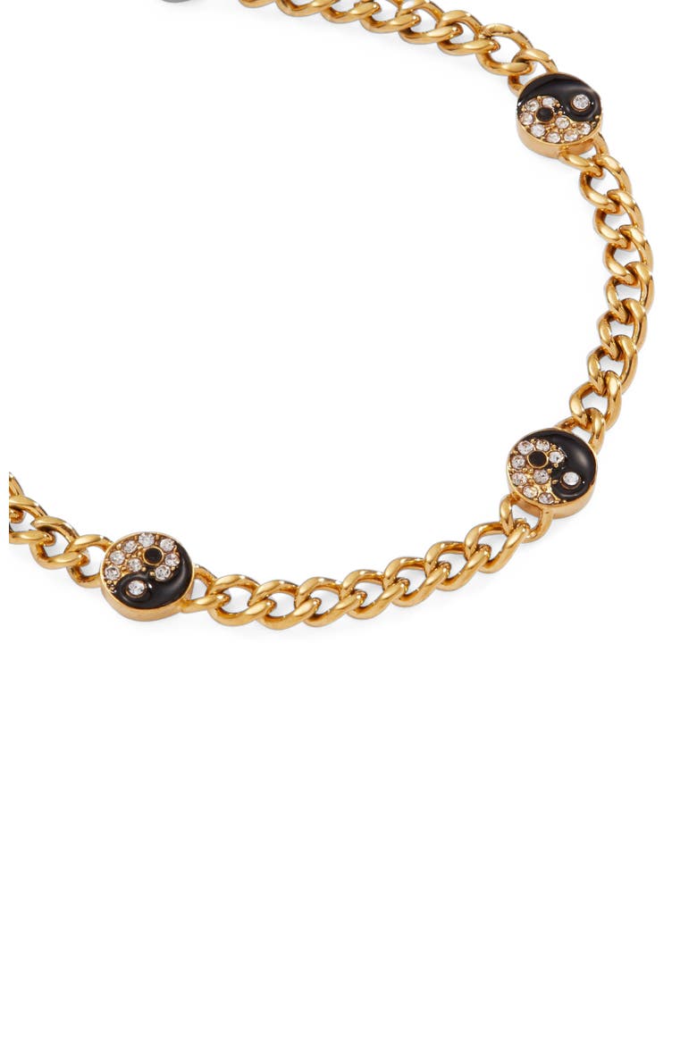 Yin Yang Curb Chain Bracelet, Alternate, color, Gold