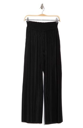 Ellen Tracy Plissé Wide Leg Pants In Black