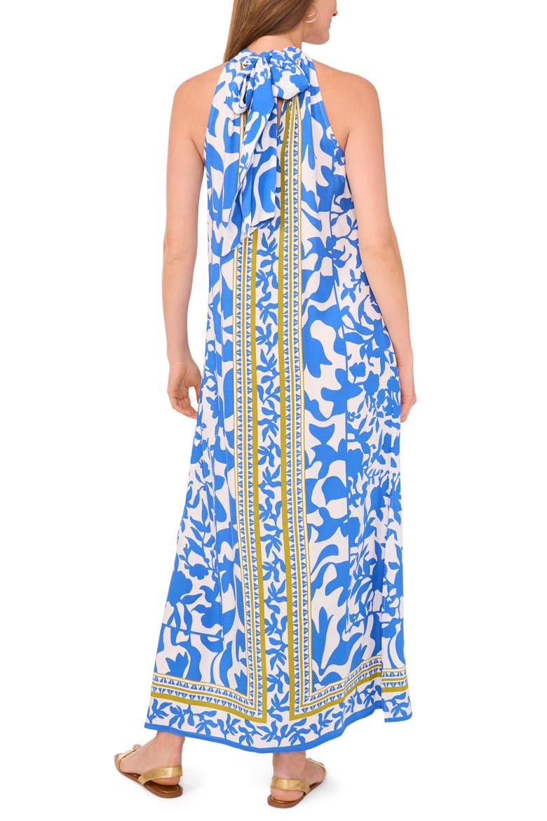 Print Tie Back Sleeveless Maxi Dress, Alternate, color, DEW BLUE