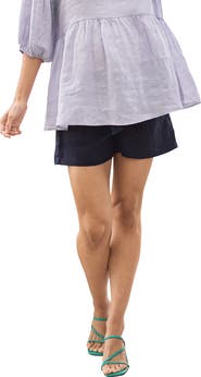Angel Maternity Tie Waist Linen Maternity Shorts