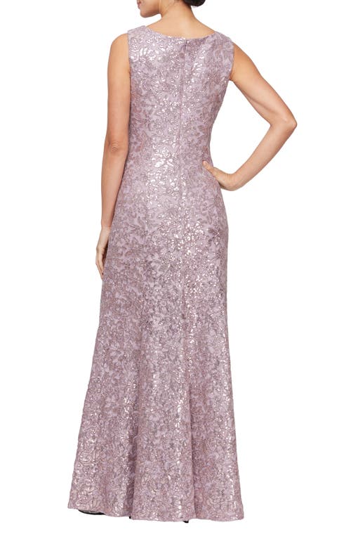 Alex Apparel Beaded Trumpet Gown With Shawl In Dusty Mauve