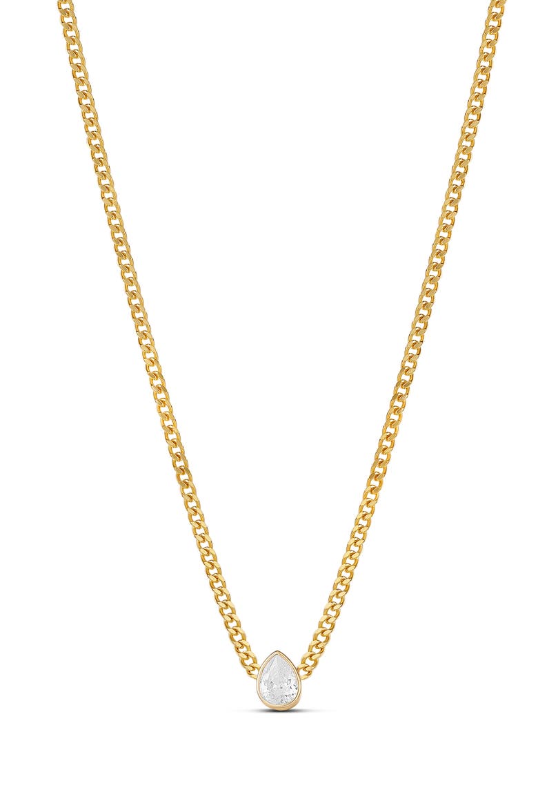 Fancy Bezel Pendant Necklace, Main, color, GOLD/ WHITE/PEAR CUT