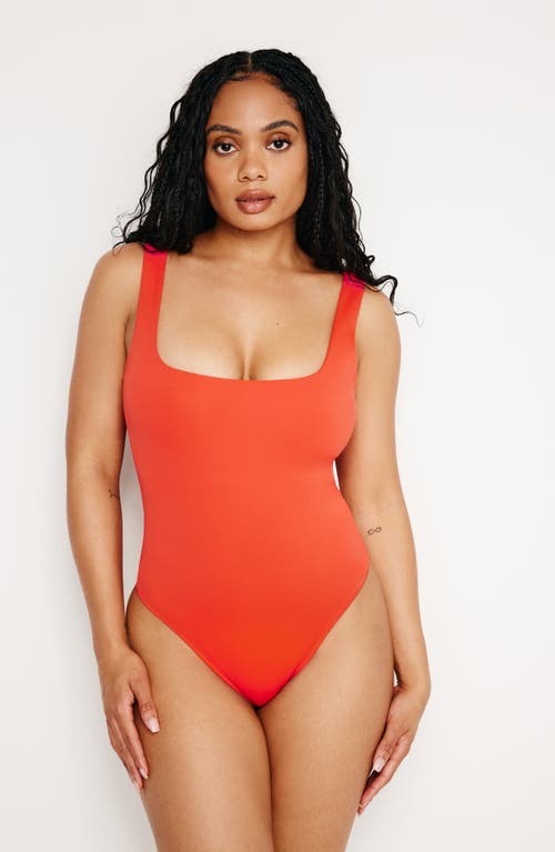 Good American Scuba Modern Stretch Thong Bodysuit In Roma002