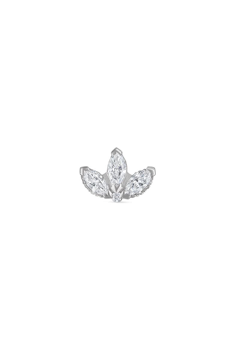 Engraved Diamond Lotus Single Stud Earring, Alternate, color, 18K WHITE GOLD/ DIAMOND