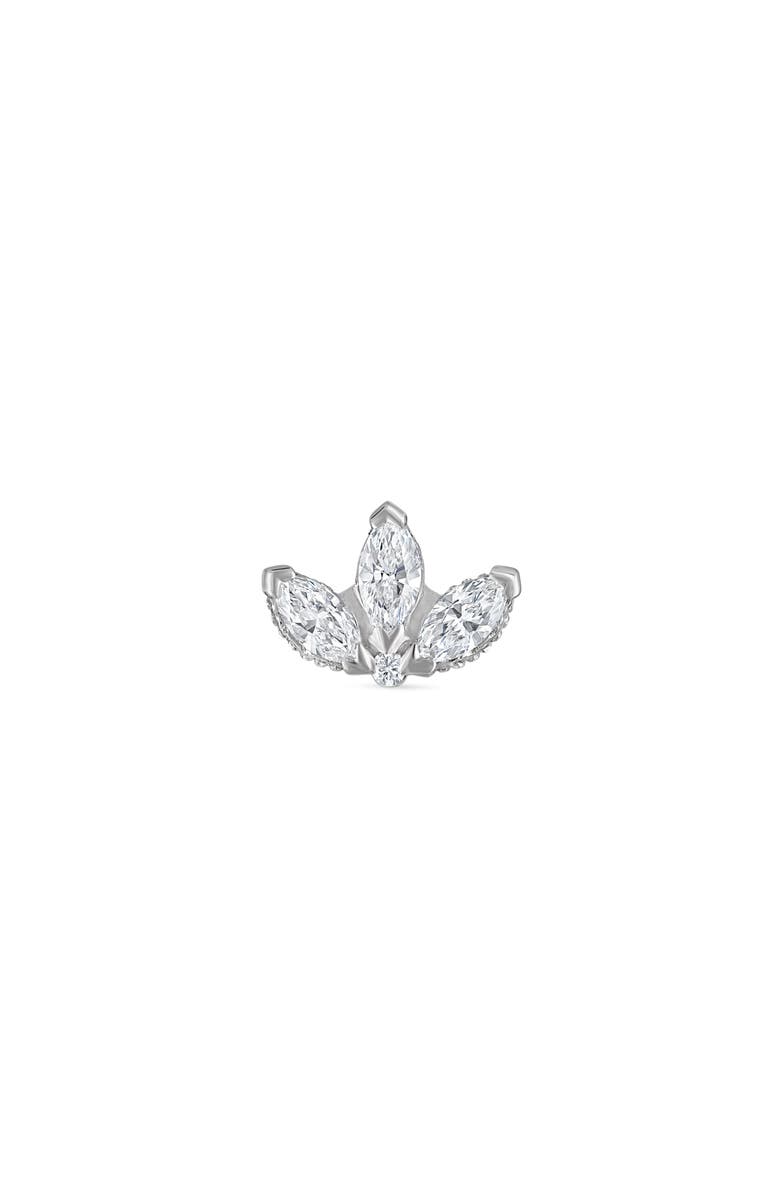 MARIA TASH Engraved Diamond Lotus Single Stud Earring, Alternate, color, 18K White Gold/ Diamond