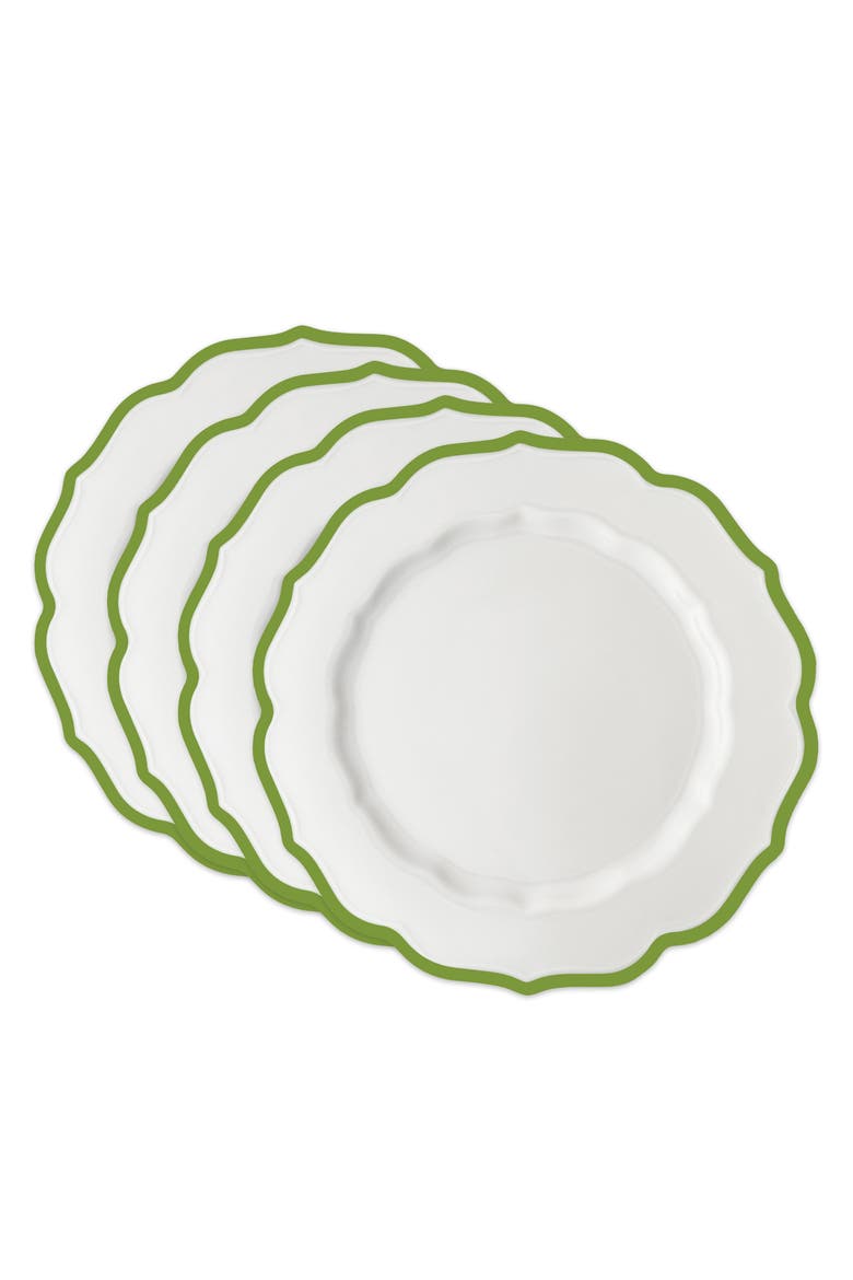 Stella Verde Scalloped Dinner Plate - Porcelain - Set 4, Alternate, color, GREEN