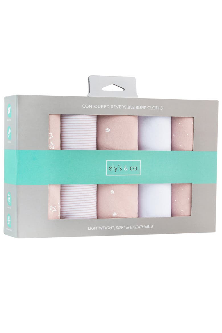 Baby Burp Cloths Reversible 5 Piece Set, Alternate, color, Pink Tulip