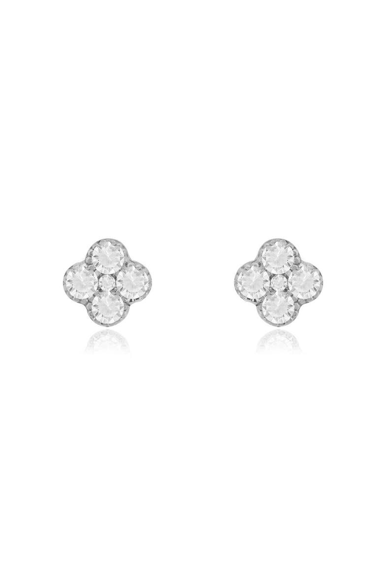 Large Diamond Clover Stud Earrings, Alternate, color, White Gold