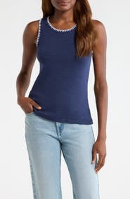 Tommy Bahama Ashby Isles Embroidered Slubbed Cotton Tank