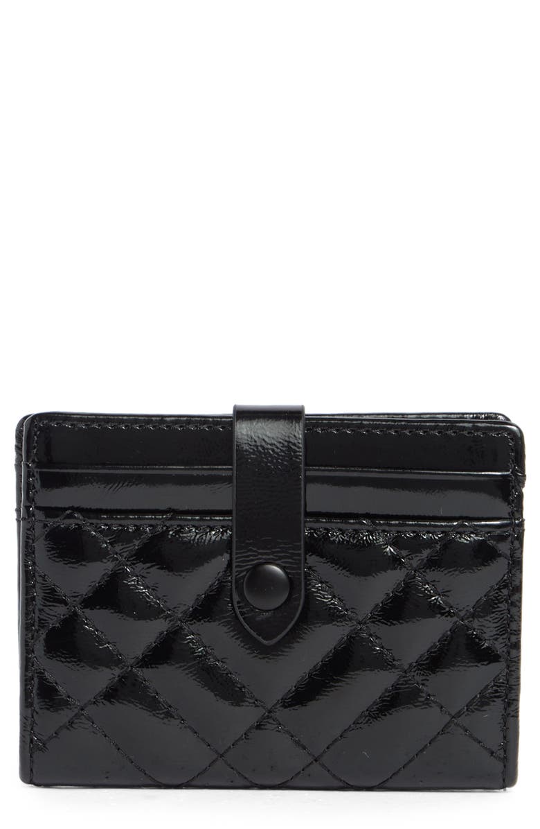 Kurt Geiger London Drench Leather Card Holder, Main, color, Black