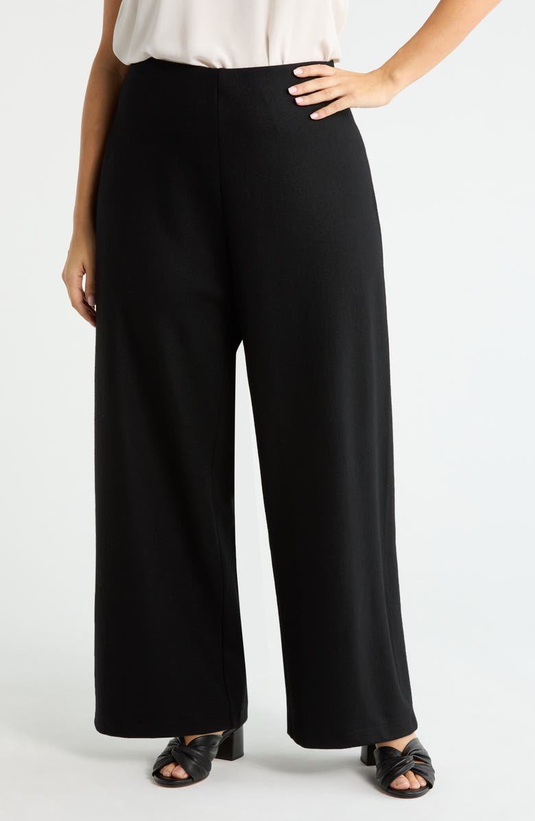 Eileen Fisher Wool Wide Leg Pants, Main, color, Black