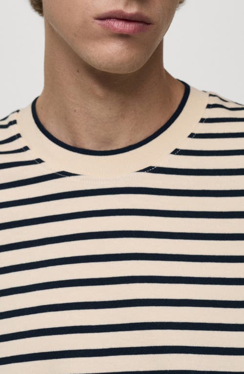 Mango Relaxed Fit Stripe Cotton T-shirt In Ecru