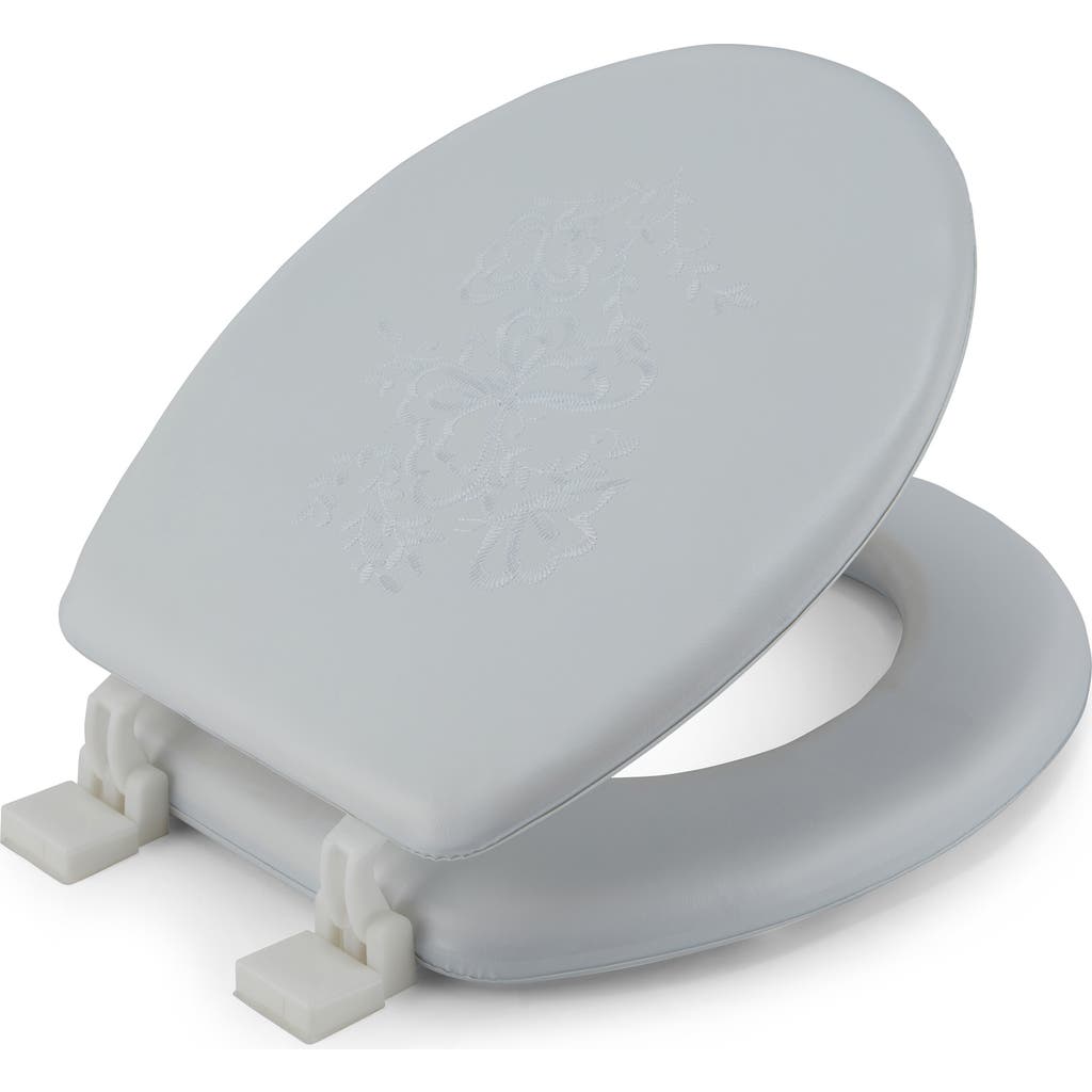 J&v Textiles J And V Textiles Embroidered Padded Soft Round Toilet Seat In Gray