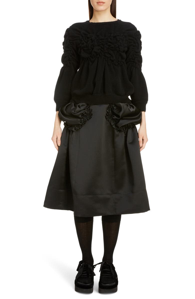 Simone Rocha Gathered Pocket Belted Satin Skirt, Alternate, color,