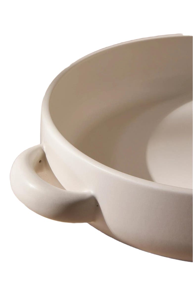 Gharyan Stoneware Large Serving Plate With Handles, Alternate, color, White