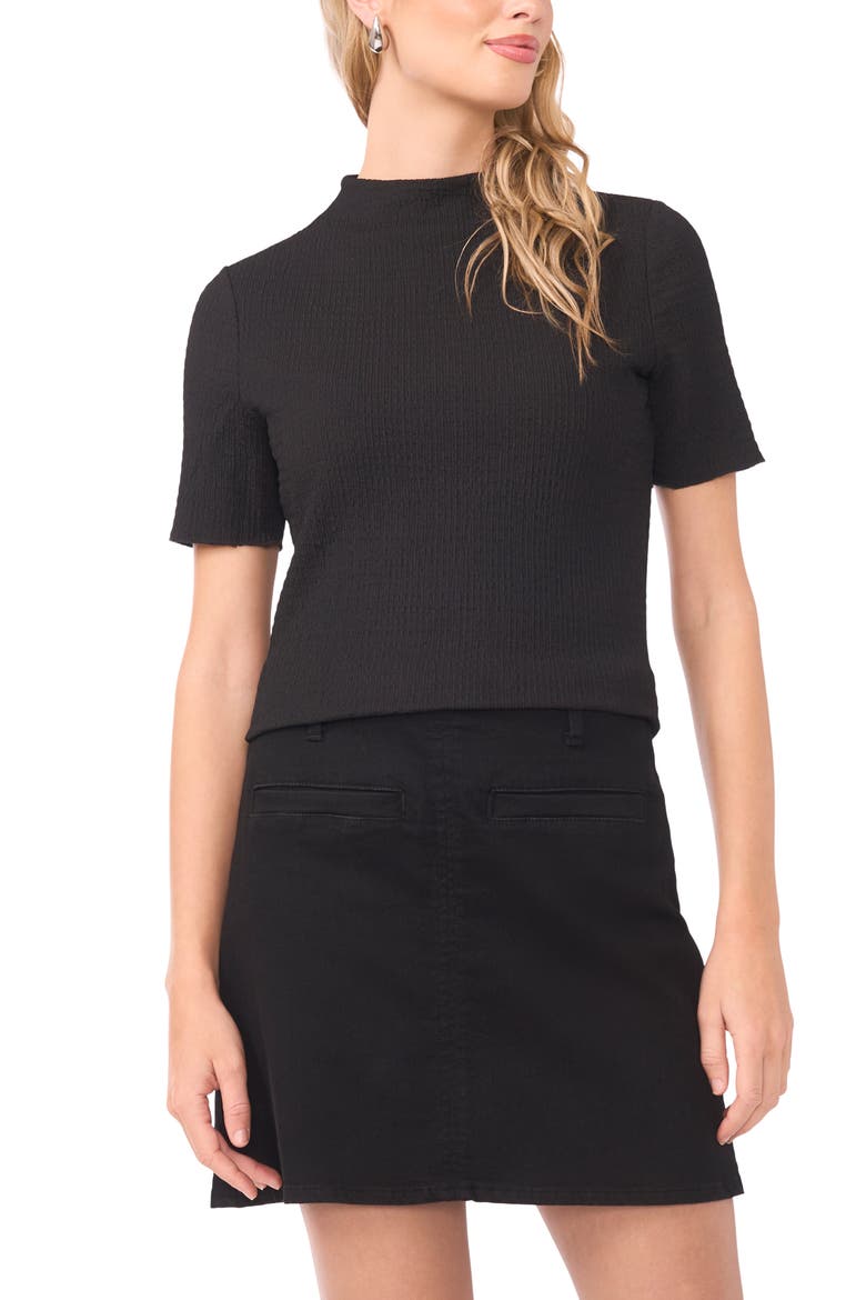 Textured Mock Neck Top, Main, color, RICH BLACK