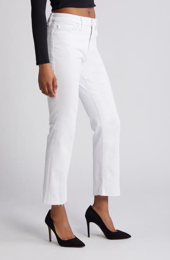 Good Straight High Waist Raw Hem Straight Leg Jeans