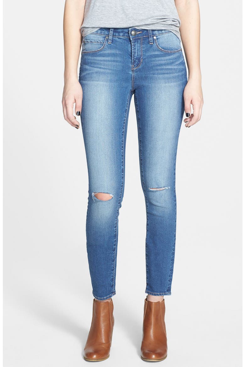 Destroyed Skinny Jeans, Main, color, MEDIUM WASH