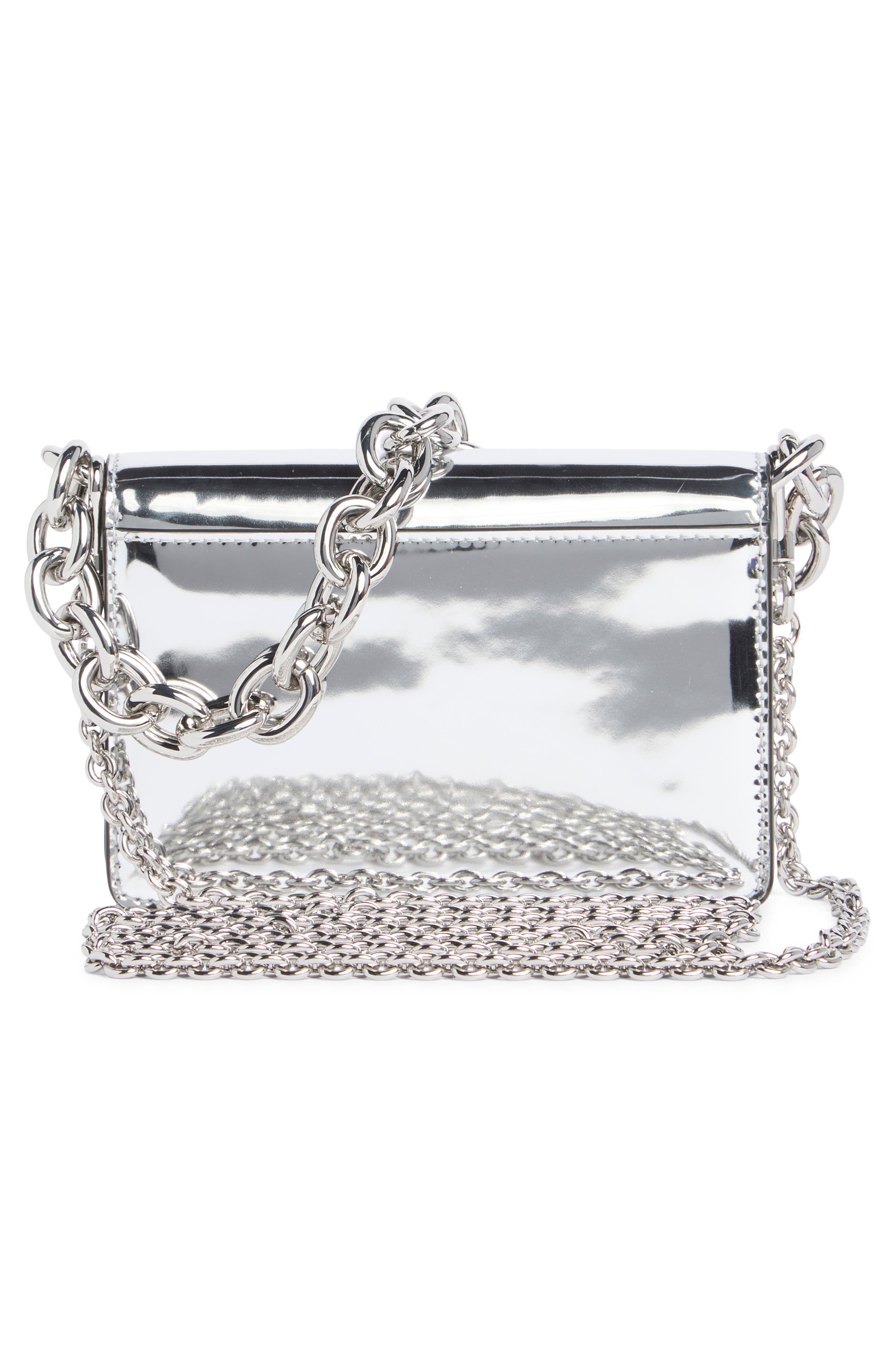 Kate Spade New York natasha metallic leather card case crossbody bag, Alternate, color, Silver