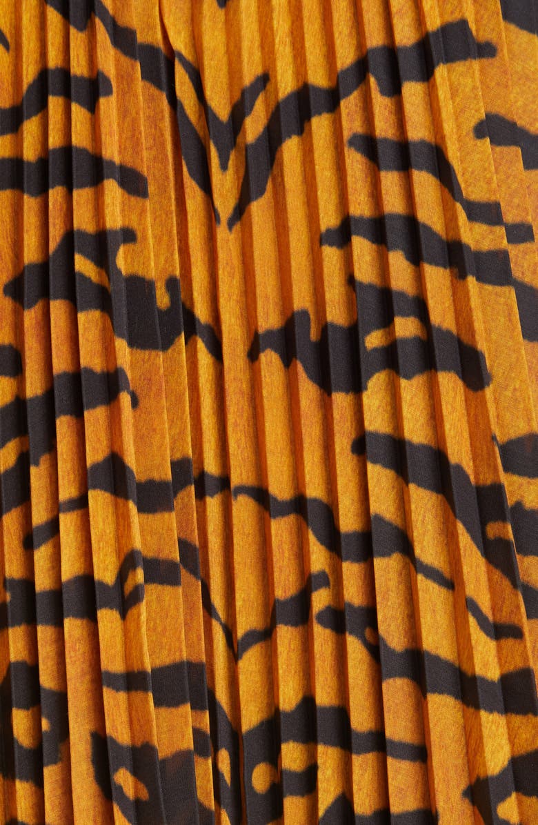 Adam Lippes Pleated Tiger Print Voile Halter Blouse, Alternate, color,