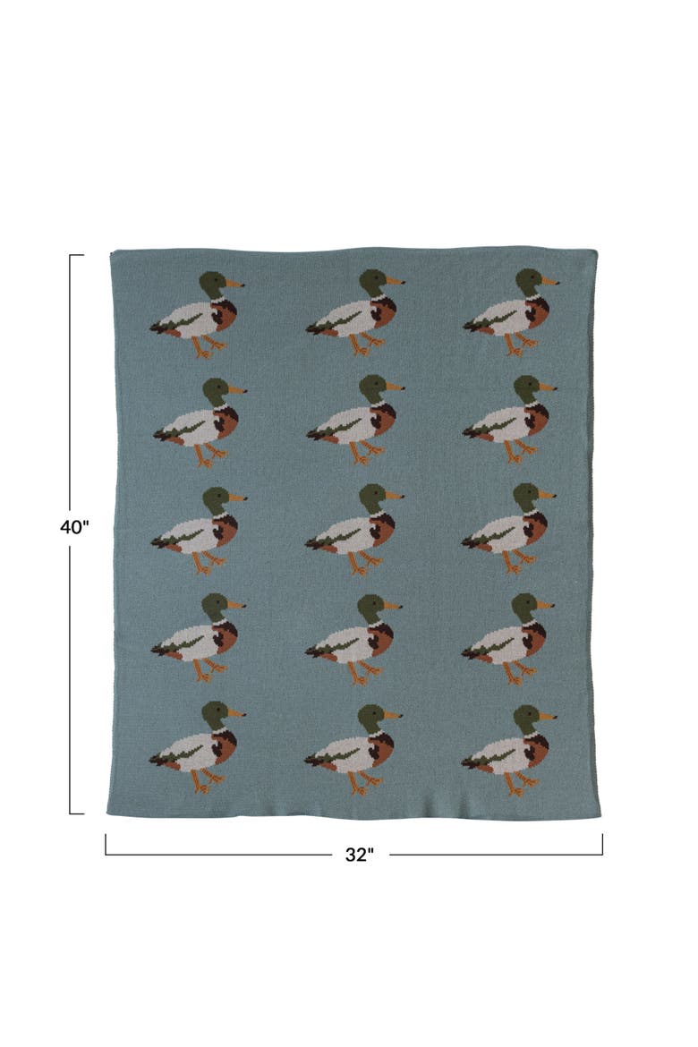 Soft Cotton Knit Baby Blanket with Decorative Duck Print, Multicolor, Alternate, color, Multicolor