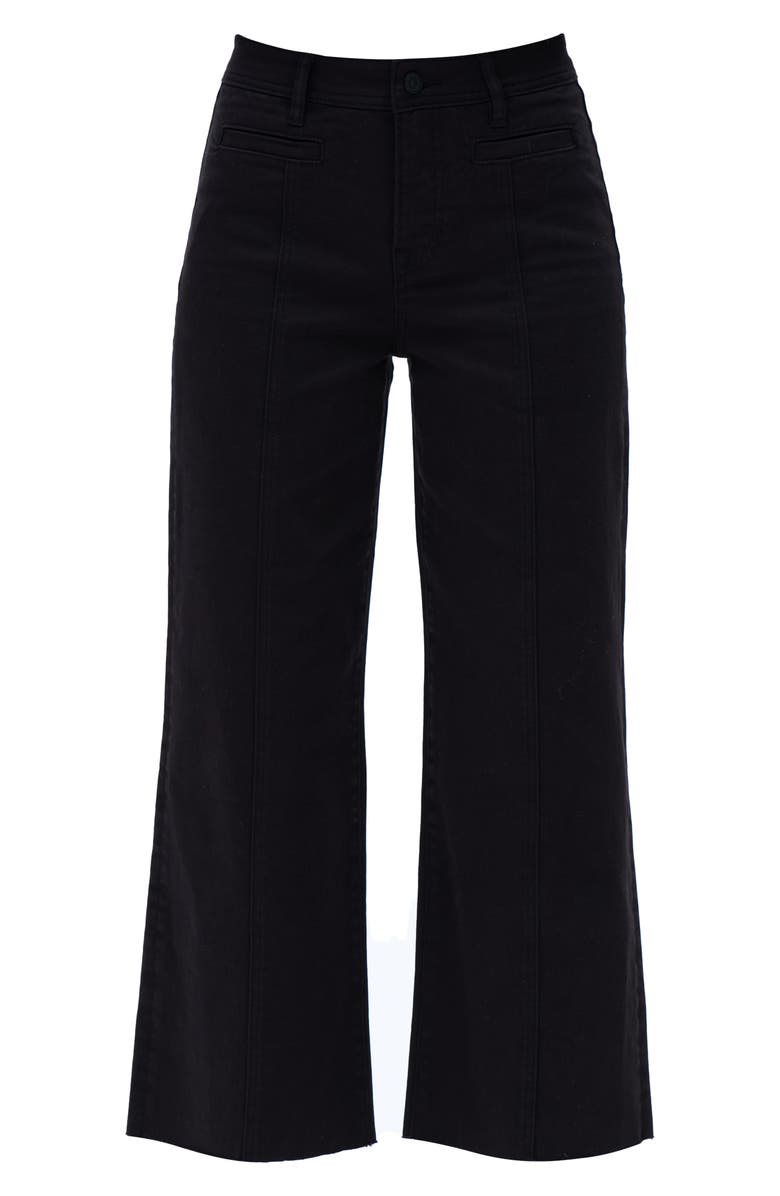 Bayeas Seamed High Waist Raw Hem Crop Wide Leg Jeans, Alternate, color, Black