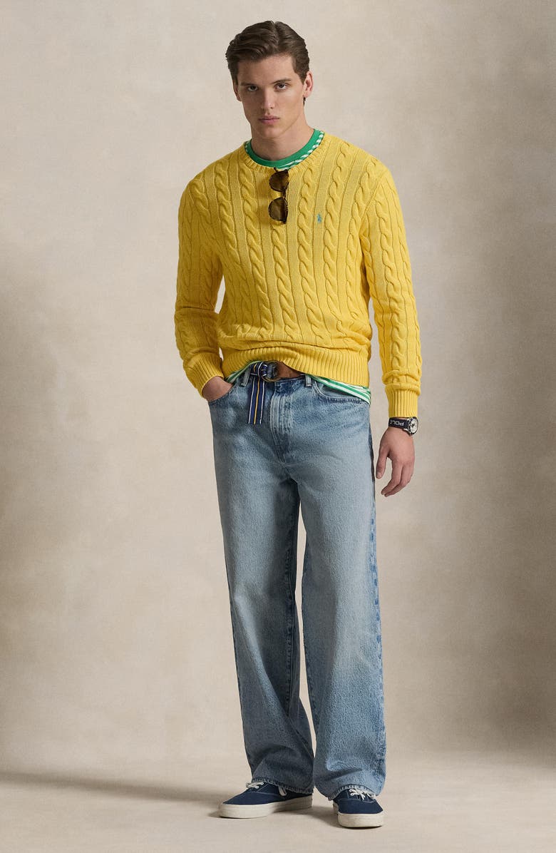 Polo Ralph Lauren Cable Knit Cotton Sweater, Alternate, color, Sunfish Yellow