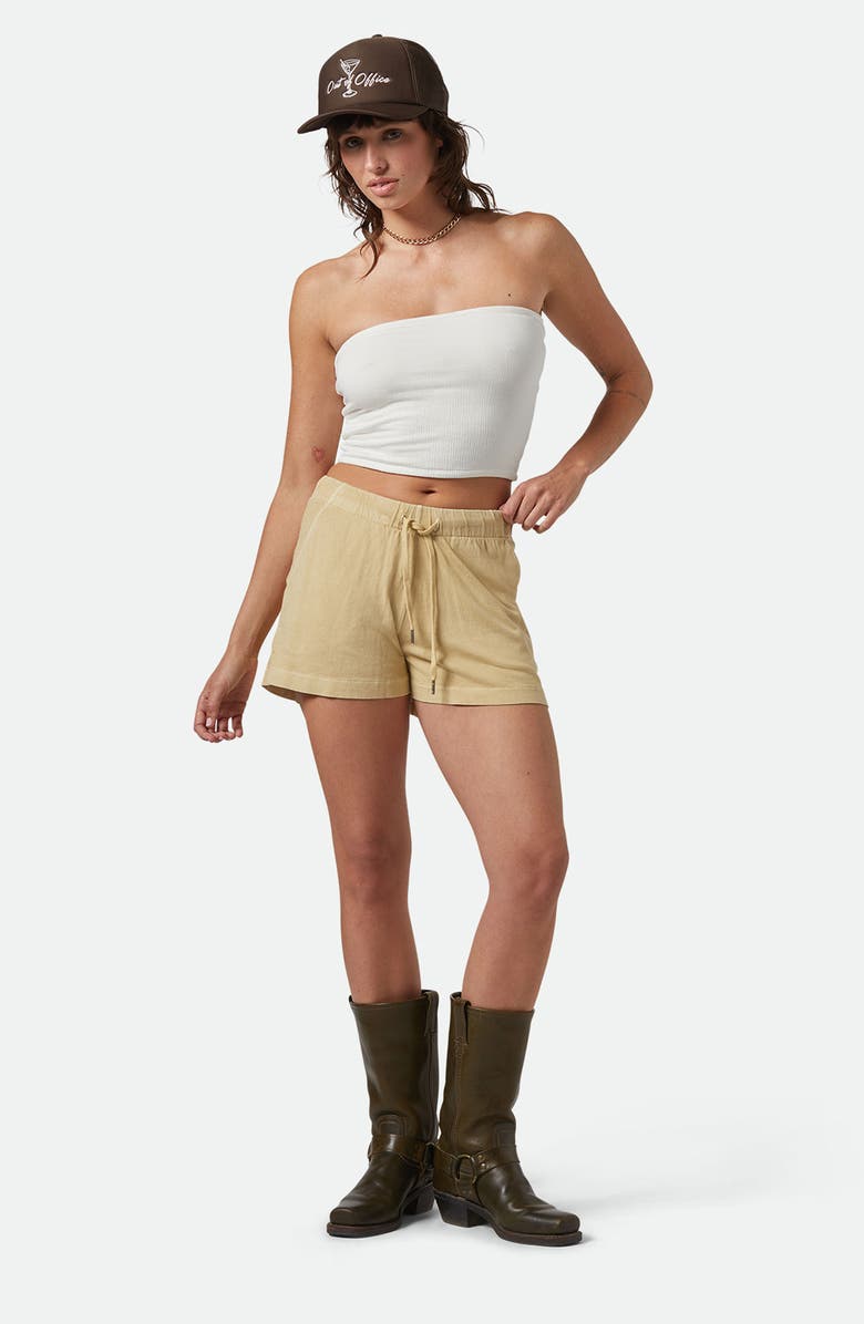 Brixton Carefree Organic Cotton Drawstring Lounge Shorts, Alternate, color, Pale Khaki