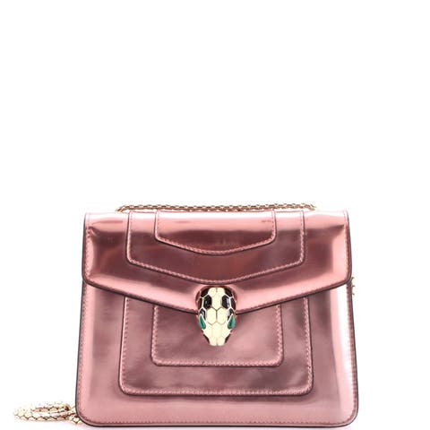 Serpenti Forever Square Shoulder Bag Metallic Leather Small