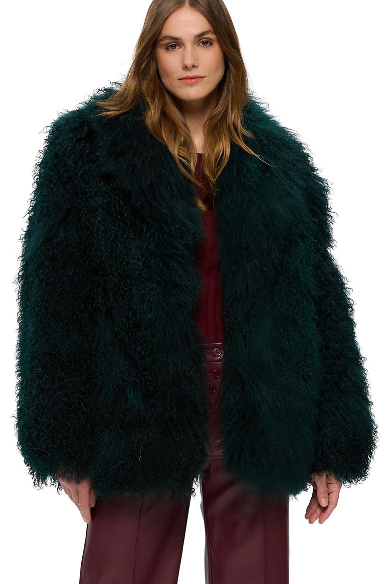 Genuine Shearling Short Jacket, Main, color, FOREST GREEN