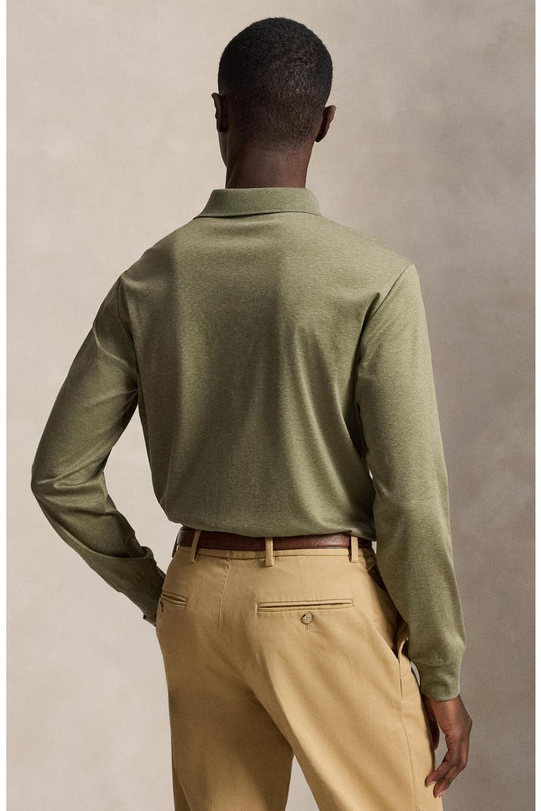 Pima Cotton Long Sleeve Polo, Alternate, color, GREEN HTR