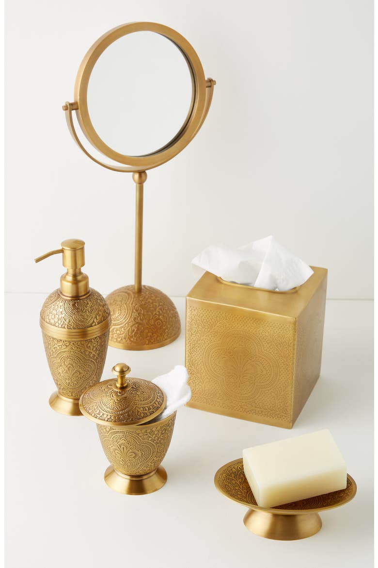 Anthropologie Cyra Bath Canister, Alternate, color, GOLD