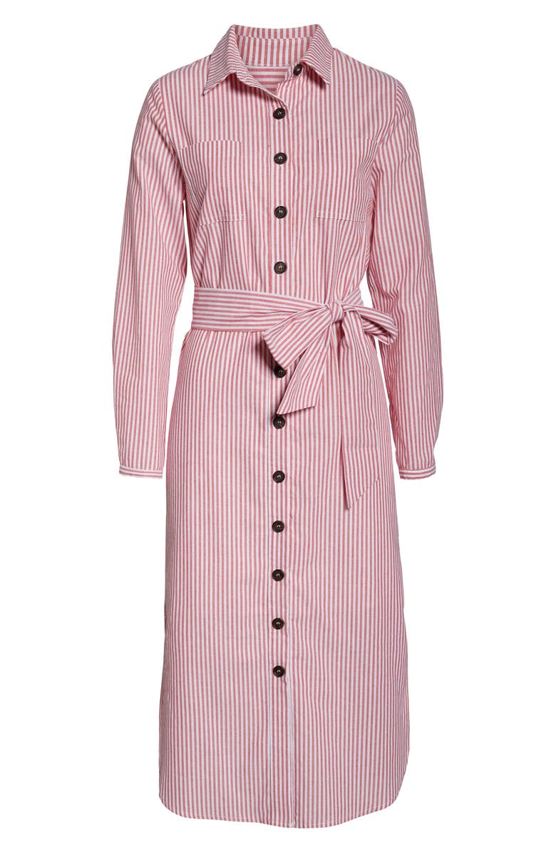 1901 Stripe Belted Shirtdress, Alternate, color, Red- White