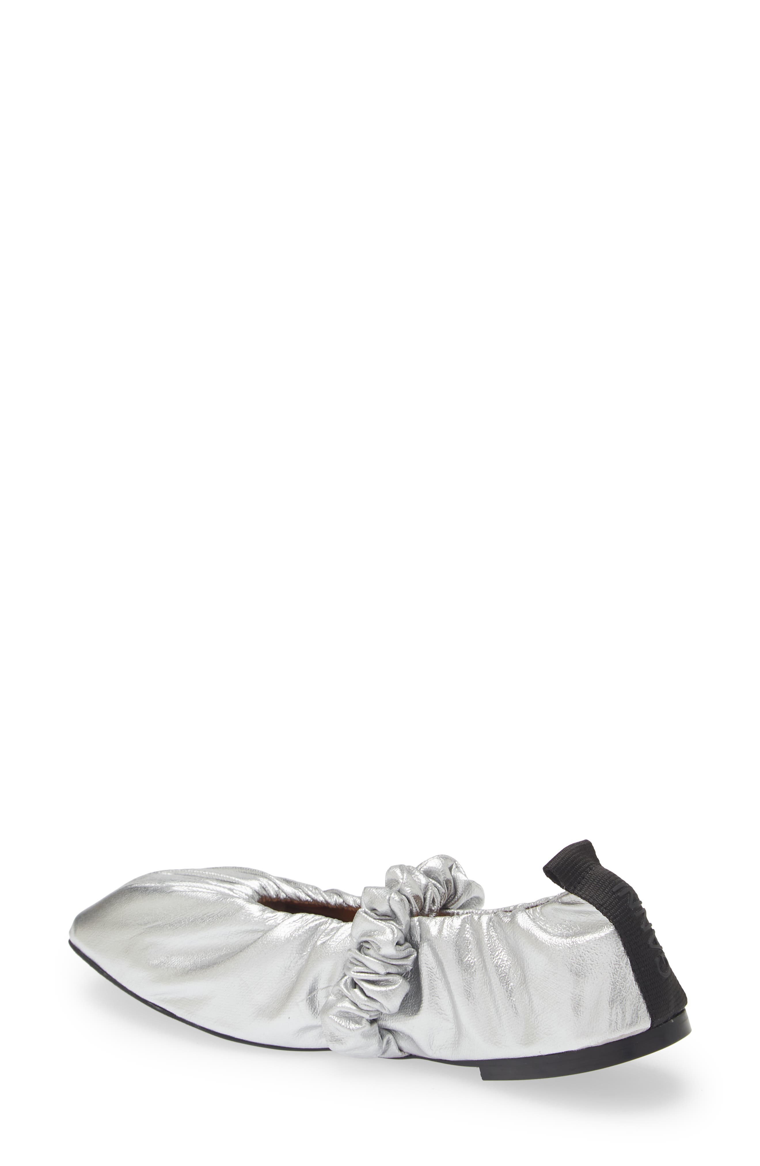 Soft Square Toe Ballerina Flat, Alternate, color, SILVER