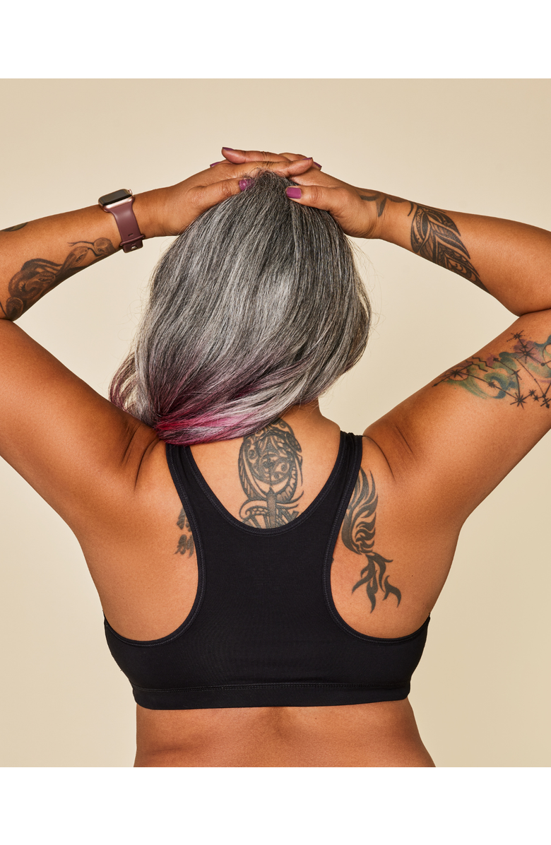 Meadow Glide Cotton Racerback Bralette, Alternate, color, Black