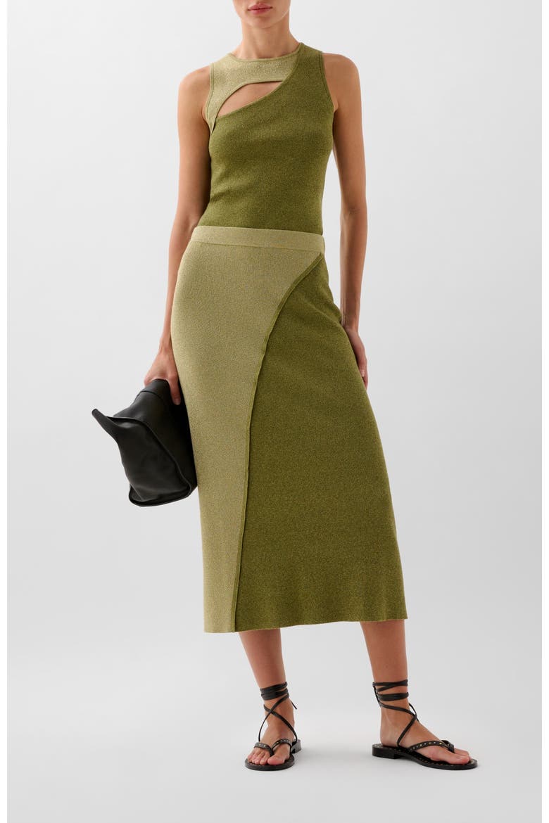 Lurex Duo Knit Top, Alternate, color, Khaki