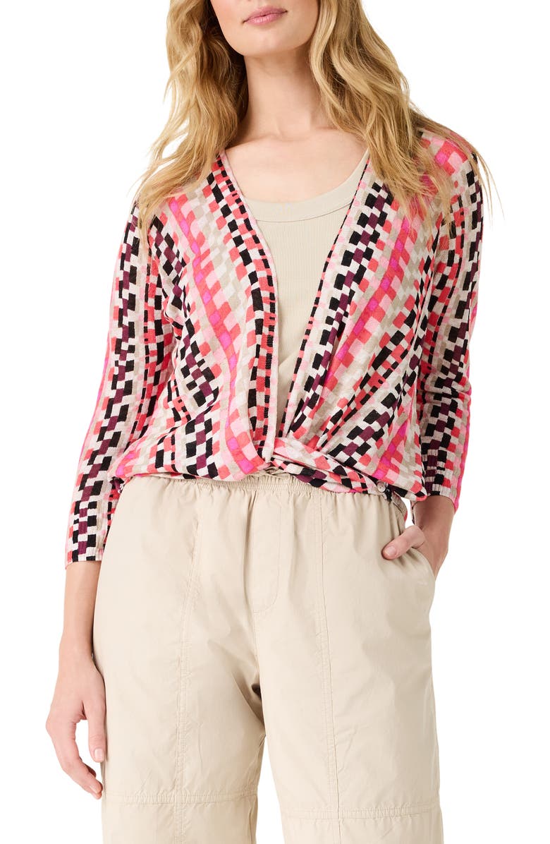 NIC+ZOE Pixel Sunset 4-Way Linen Blend Convertible Cardigan, Alternate, color, Pink Multi