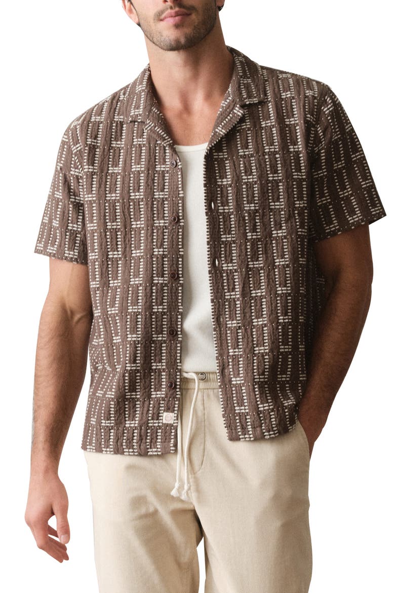 Dobby Resort Camp Shirt, Main, color, BROWN