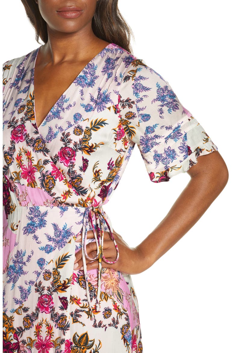Abbi Mixed Floral Wrap Dress, Alternate, color, PINK MIST MULTI