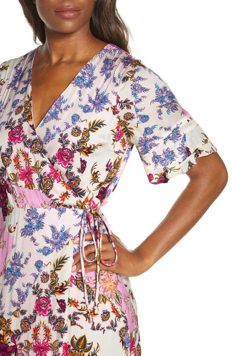 Adelyn Rae Abbi Mixed Floral Wrap Dress, Alternate, color, 