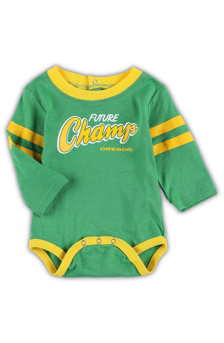 Outerstuff Newborn & Infant Green/Gold Oregon Ducks Little Kicker Long Sleeve Bodysuit & Sweatpants Set, Alternate, color, 