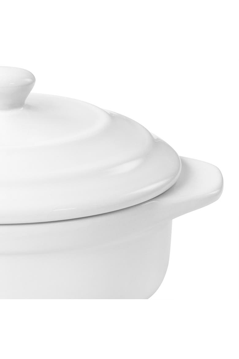 Stoneware Casserole with Lid, Alternate, color, White