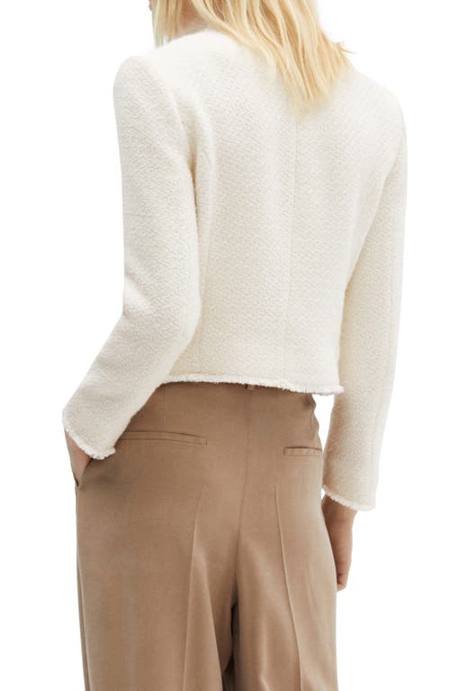 Mango Pocket Tweed Jacket In White