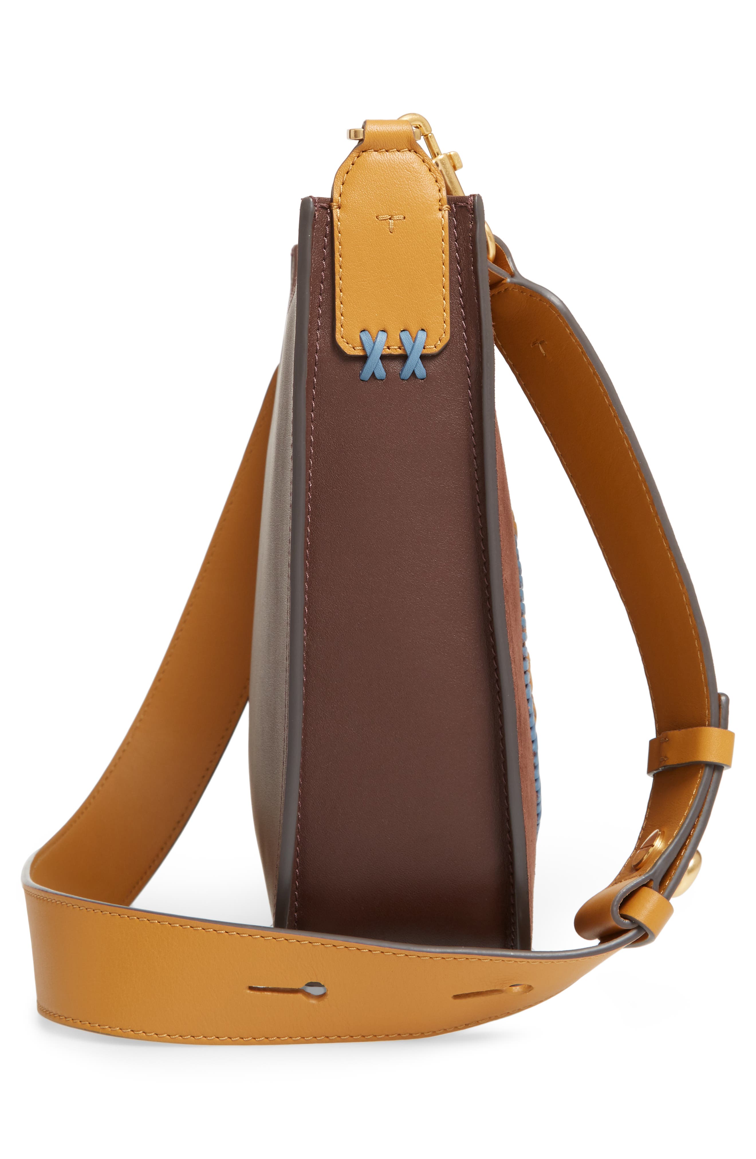 Tory Burch Ella Whipstitched Logo Leather Crossbody Bag, Alternate, color, 