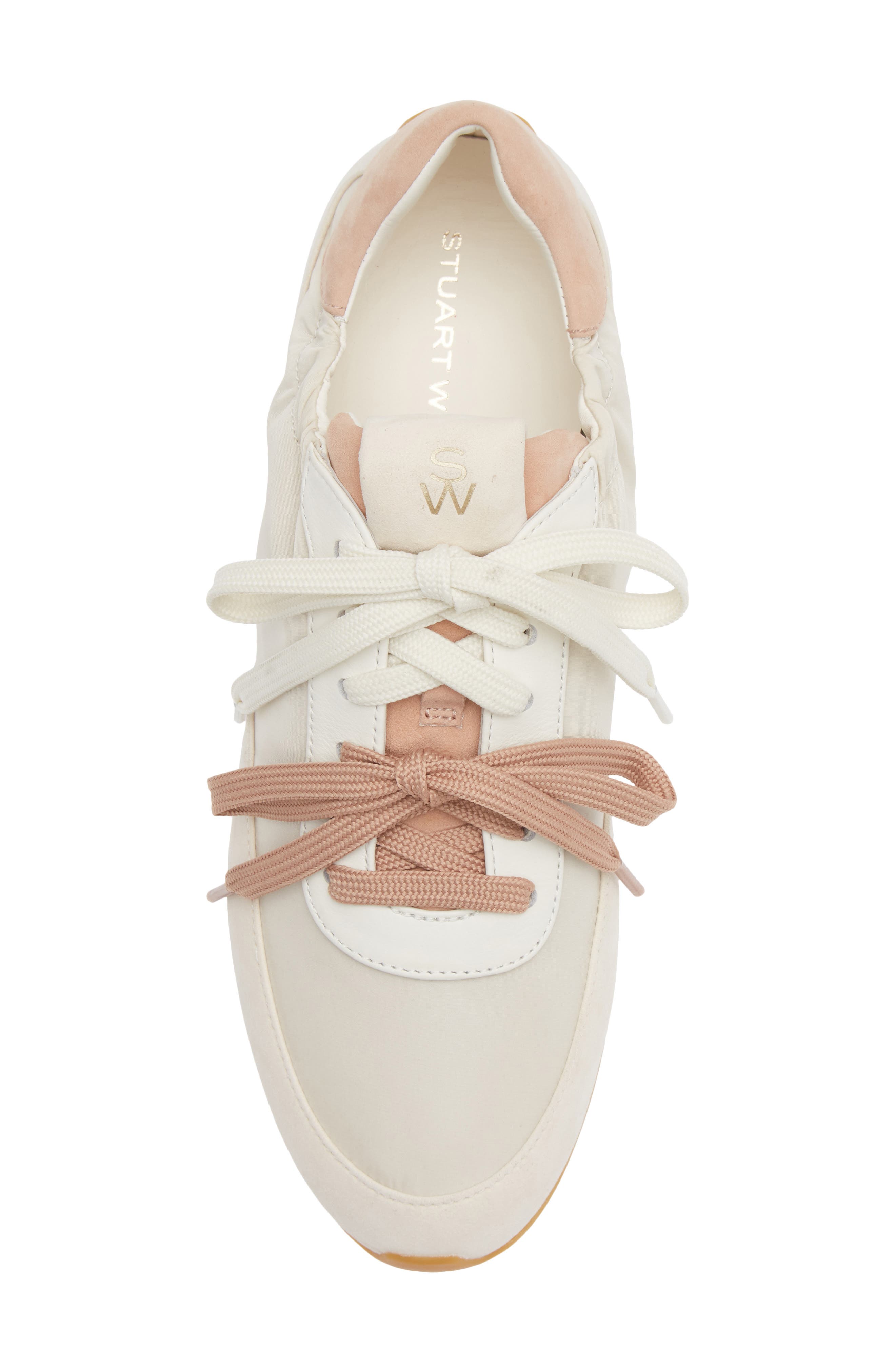 Stuart Weitzman Bondruchesnk Sneaker, Alternate, color, Linen/ Cream/ Blushful