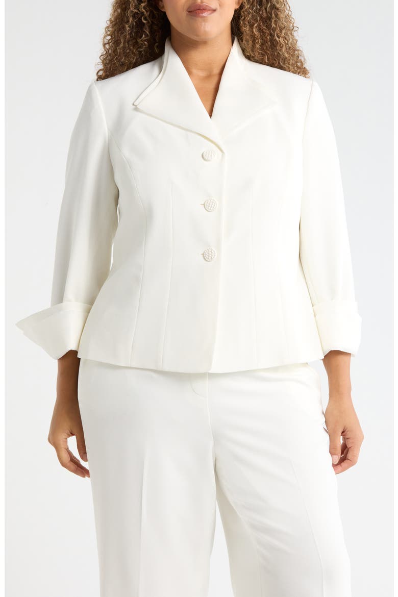 Winged Lapel Three-Button Blazer, Alternate, color, VANILLA ICE