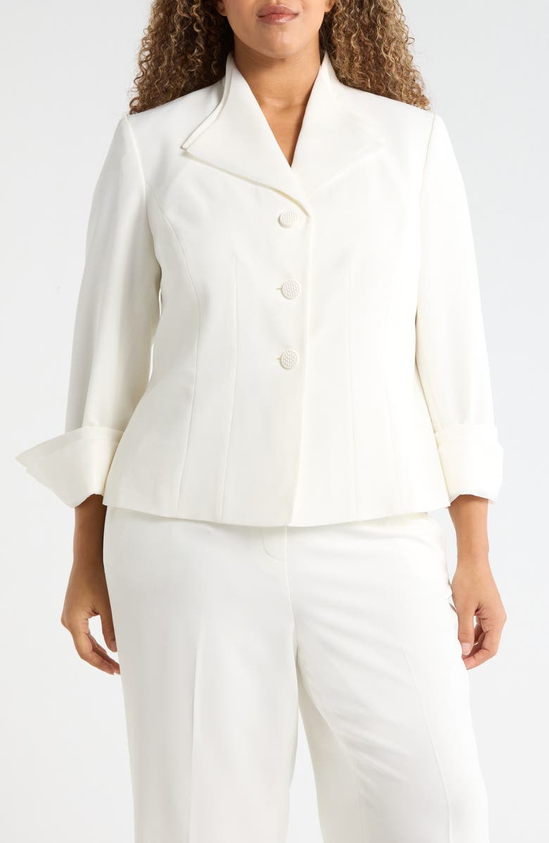 KASPER Winged Lapel Three-Button Blazer, Alternate, color, Vanilla Ice