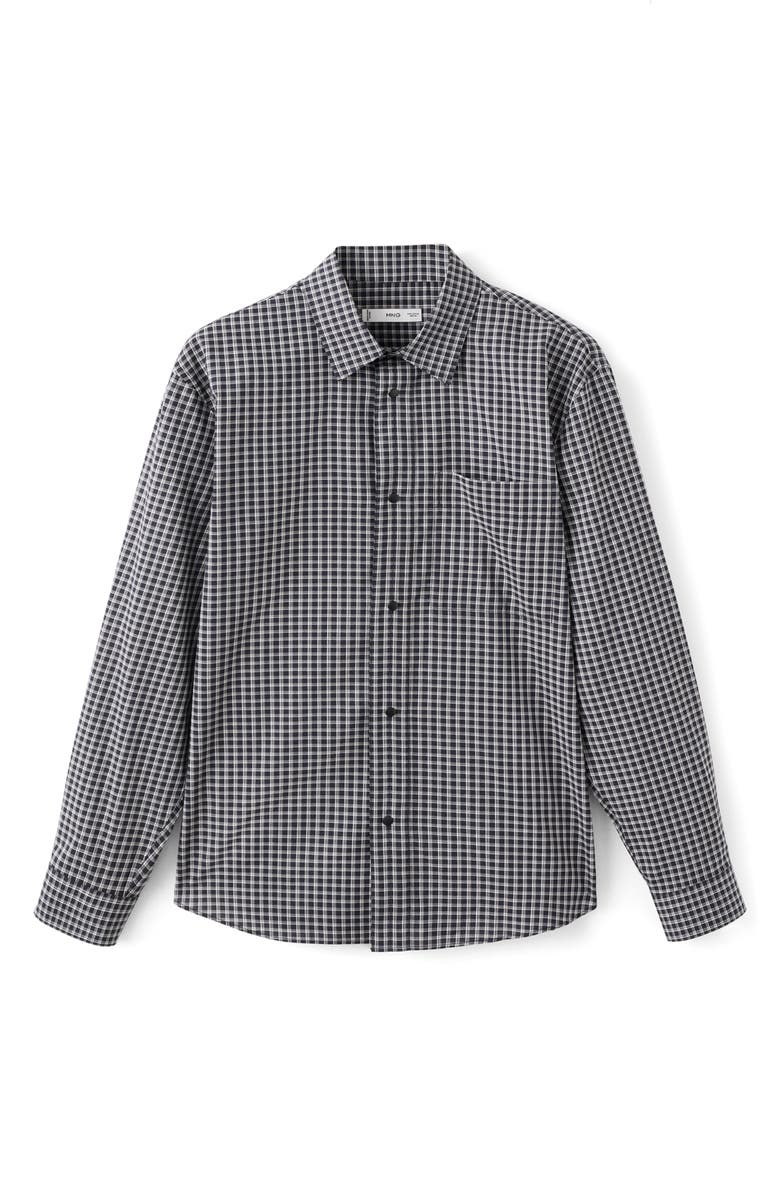 MANGO Relaxed Fit Check Snap-Up Shirt, Alternate, color, 